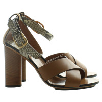 Gucci sandal in cognac leather/python