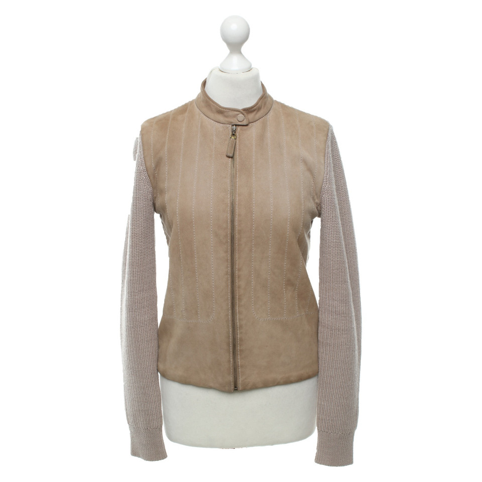 Tory Burch Jacke/Mantel aus Leder in Beige