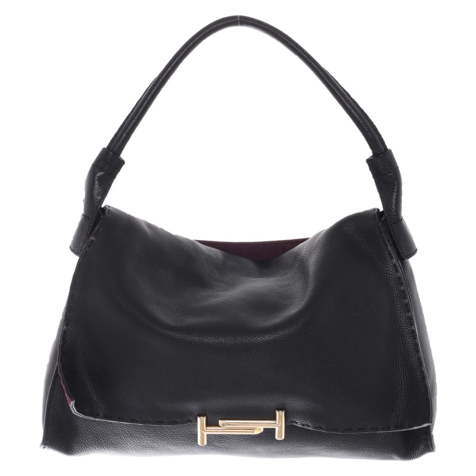 Tod's Double T Tote Bag in Pelle in Nero