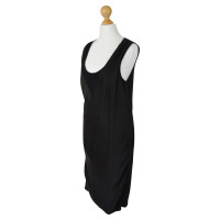 Velvet Black Drape Silk Front Dress