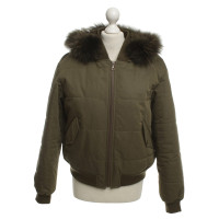Yves Salomon Olive-colored jacket with fur