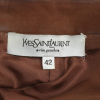 Yves Saint Laurent Lederen rok in bruin