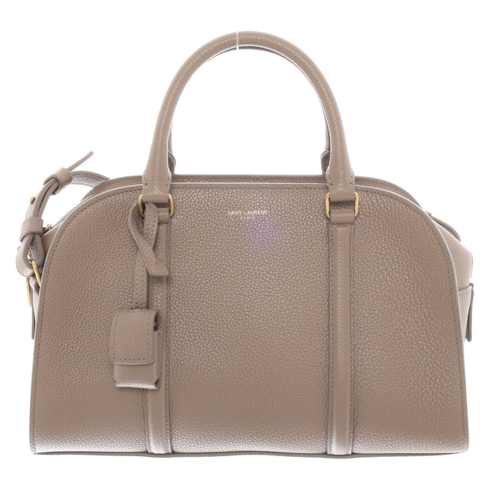 Saint Laurent Lock Baby Handle Bag Leather in Taupe