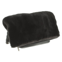 Michael Kors Leather clutch with fur trim