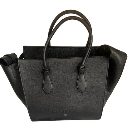 Céline With Knots Tote in Pelle in Nero