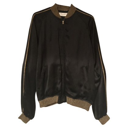 Saint Laurent Black Silk Bomber Jacket