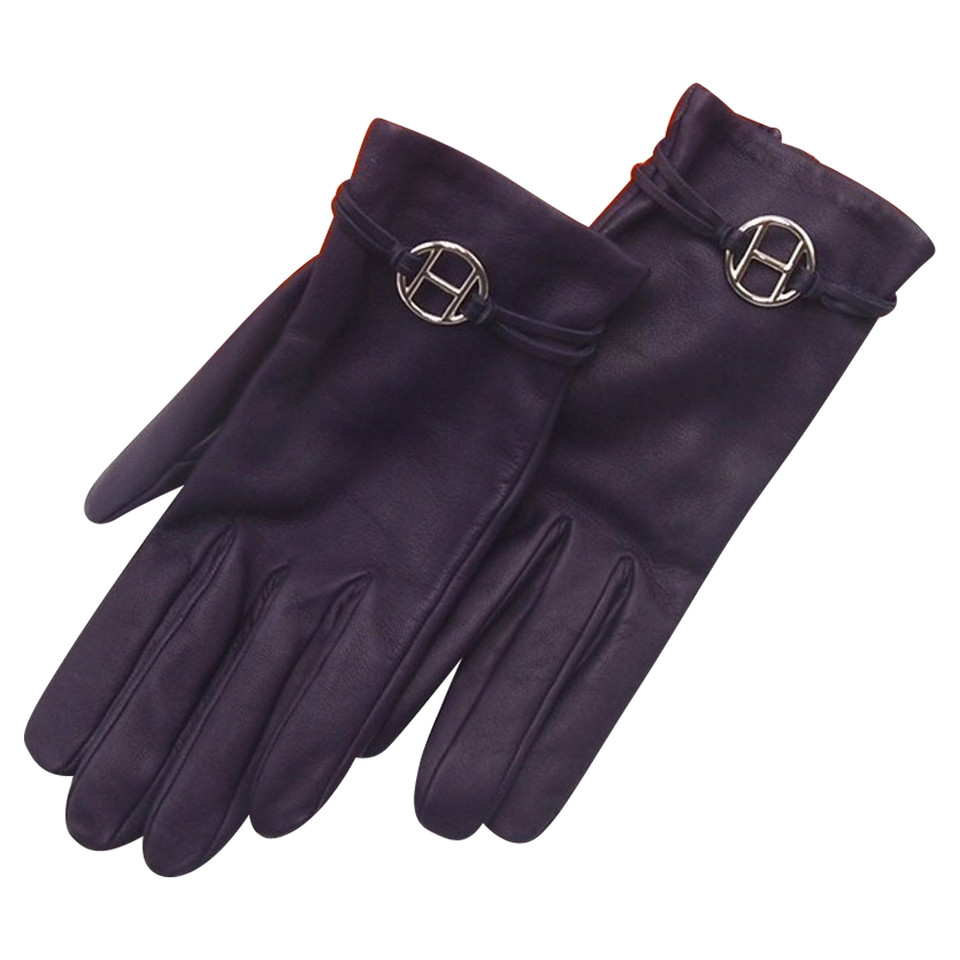Hermès Handschuhe aus Leder in Violett