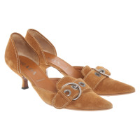 Prada Pumps/Peeptoes Suede in Ochre