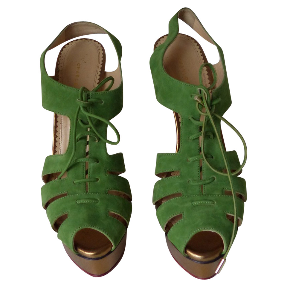 Charlotte Olympia Pumps/Peeptoes Leather in Green