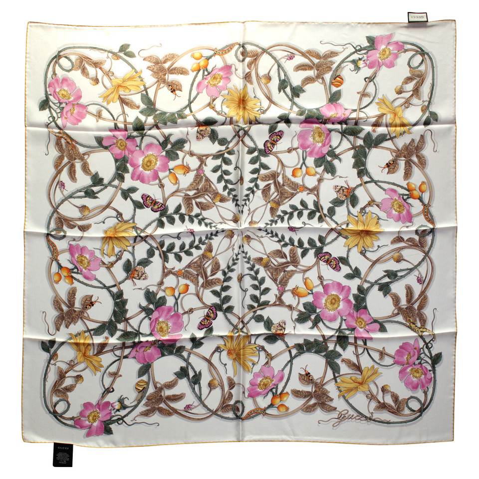 Gucci Scarf/Shawl Silk in White