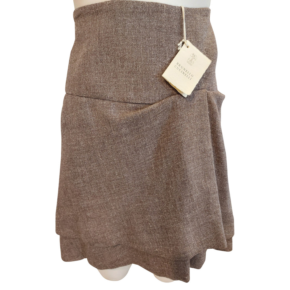 Brunello Cucinelli Skirt Wool in Brown