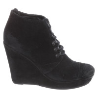 Diesel Black Gold Wedges Suede in Black