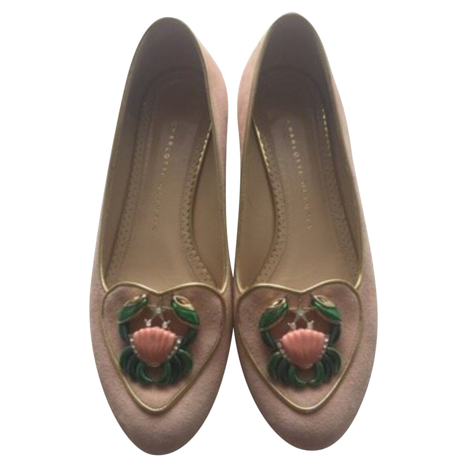 Charlotte Olympia Chaussons/Ballerines en Daim en Rose/pink