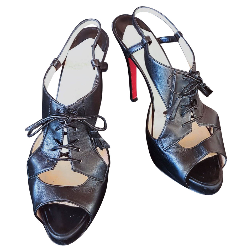 Christian Louboutin Black tasseled lace-up platform sandals