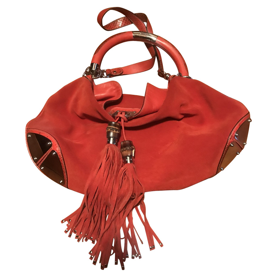 Gucci Indy Bag aus Wildleder in Rot