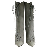 Manolo Blahnik Stiefel aus Wildleder in Grau