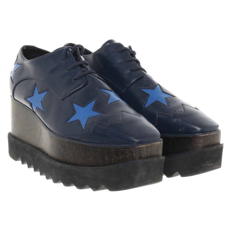 Stella McCartney Plateau-Veterschoenen in donkerblauw