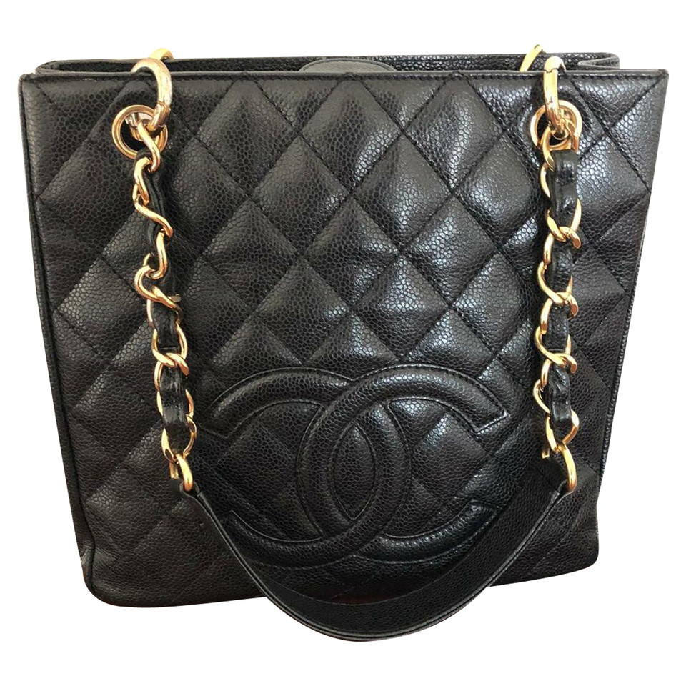 Chanel Shopping Tote aus Leder in Schwarz