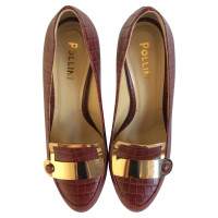 Pollini Pumps/Peeptoes en Cuir en Marron