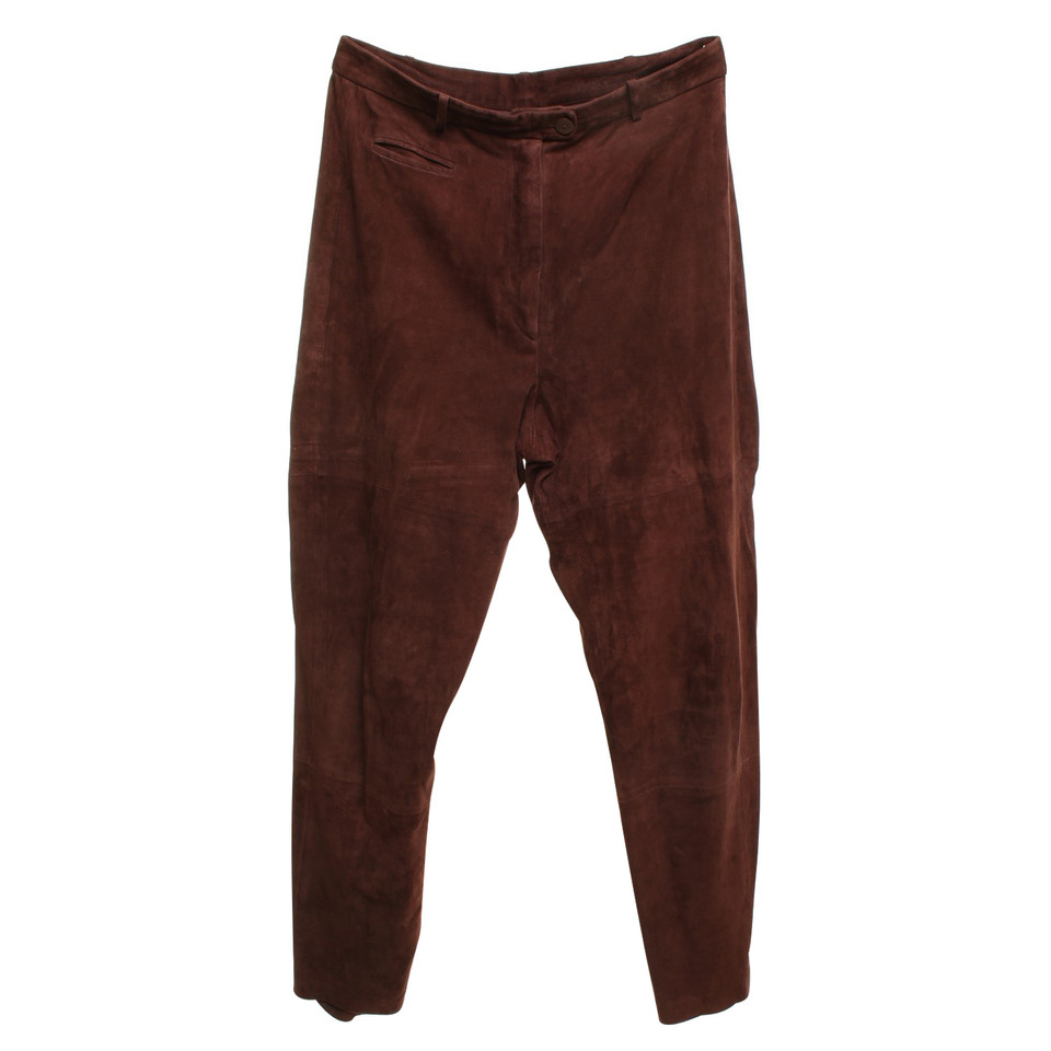 Marc Cain Wild leather-trousers in dark brown