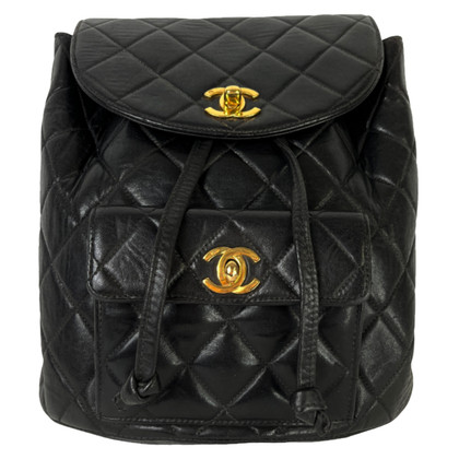 Chanel Duma Backpack Leer in Zwart