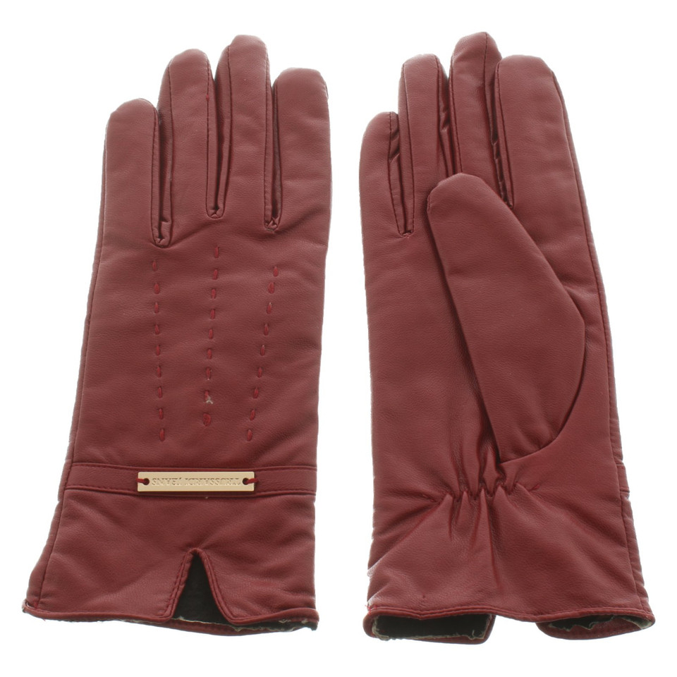 Trussardi Gloves Leather in Bordeaux