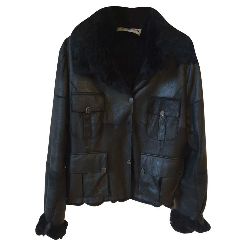 Yves Salomon Leather jacket in black