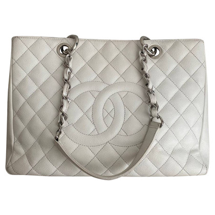 Chanel Grand  Shopping Tote Leer in Wit