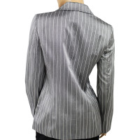 Ferre Grey Striped Viscose Wool Silk Blazer