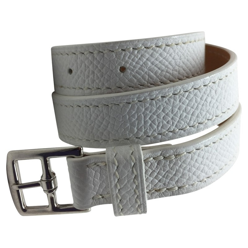 Hermès Witte lederen armband