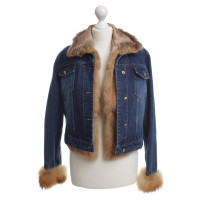 Blumarine Denim jacket with fur vest