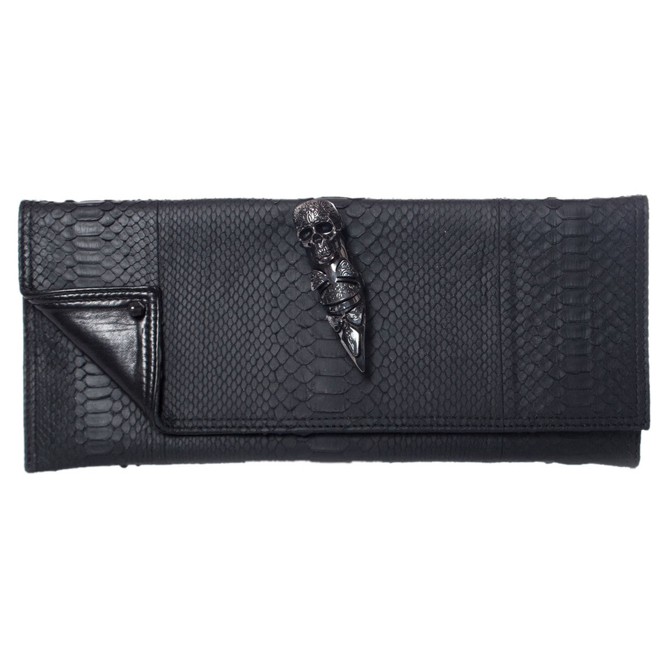 Maison Du Posh Clutch Leer in Zwart