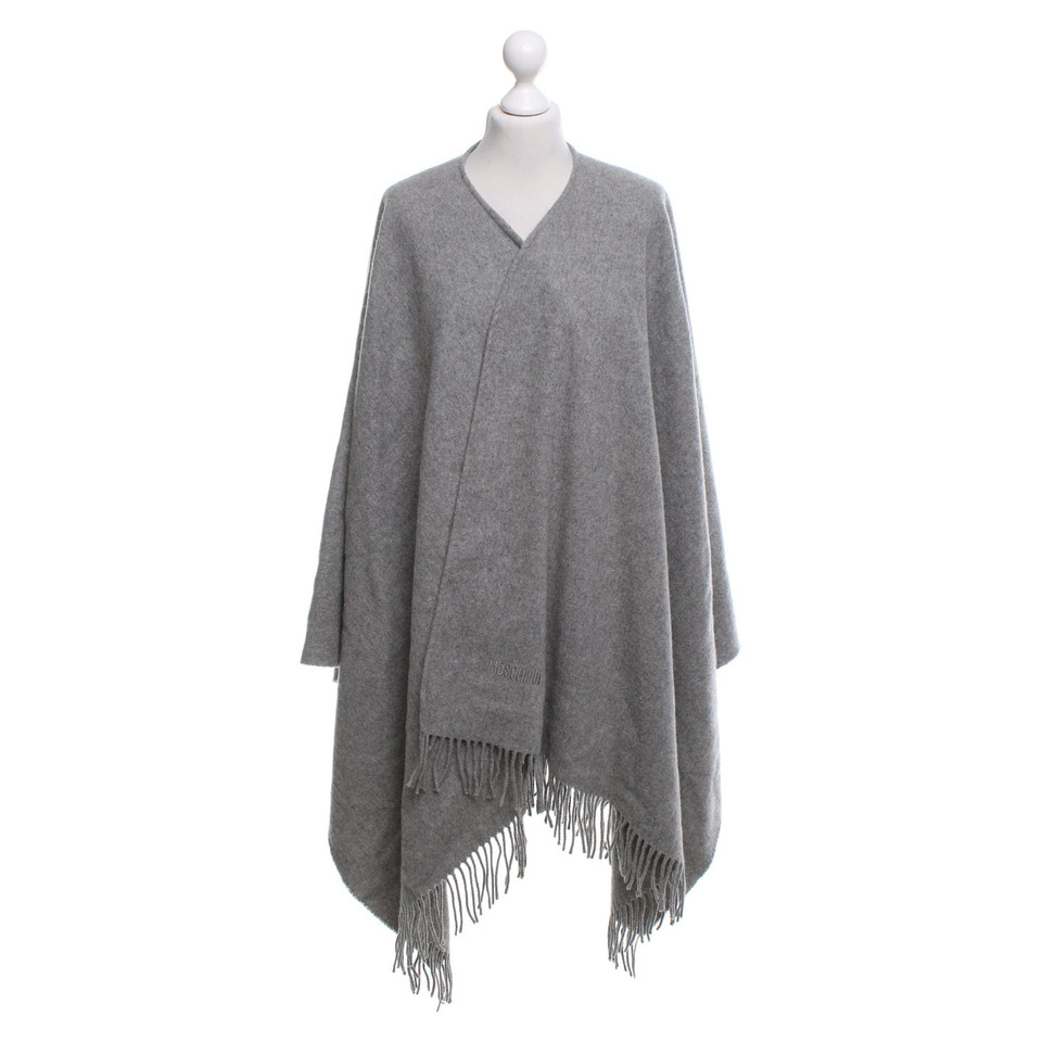 Moschino Fringe Poncho in Gray