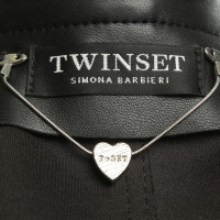 Twin Set Simona Barbieri Zwarte jas in lederlook