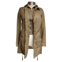 Prada Camel waxed cotton collared trench coat 