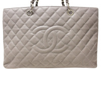 Chanel Shopping Tote aus Leder in Grau