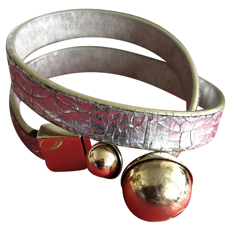Christian Dior Armreif/Armband aus Leder in Silbern