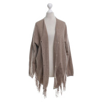 White T Cashmere cardigan with fringes