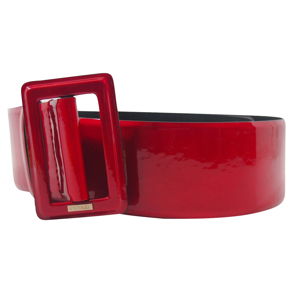 Chanel Cintura in Pelle verniciata in Rosso