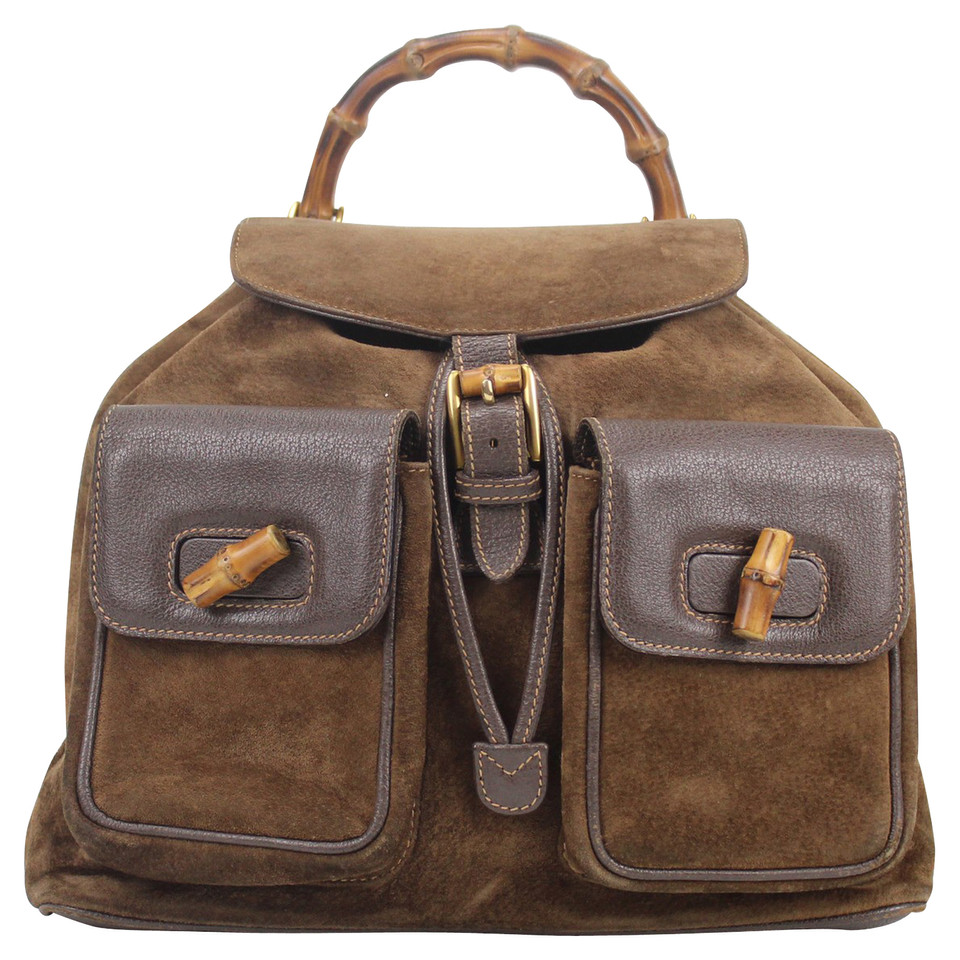 Gucci Bamboo Backpack Suede in Brown