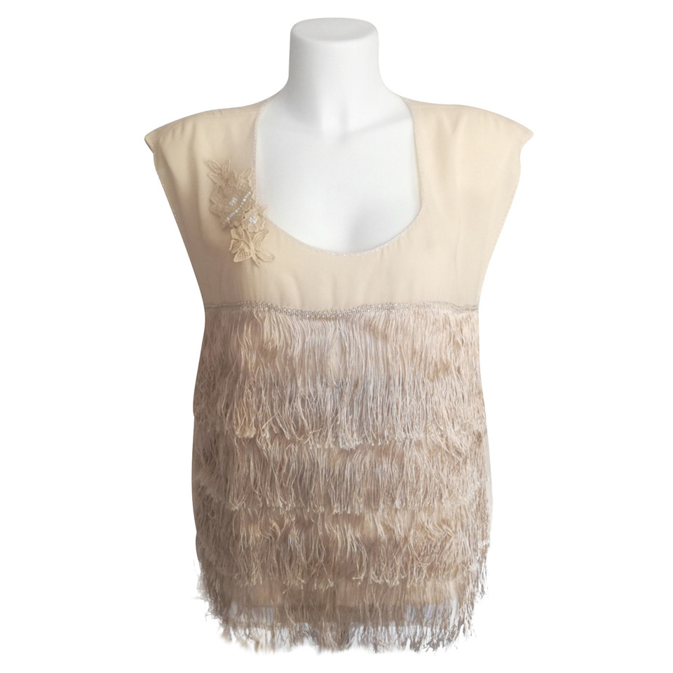 Twin Set Simona Barbieri Blouse with fringes and embroidery