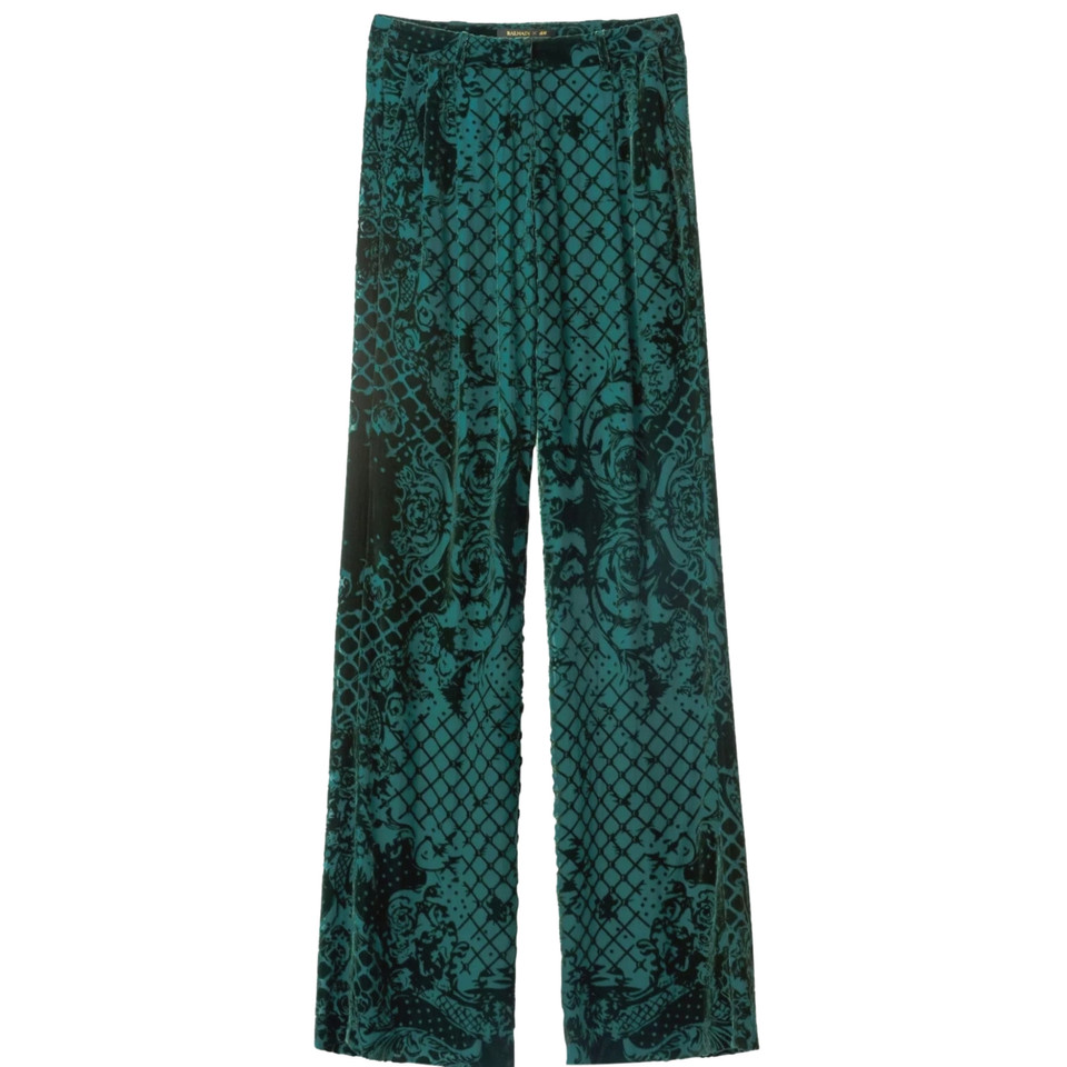 Balmain X H&M Paire de Pantalon en Soie en Vert