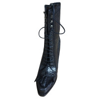 Roberto Cavalli Croco black ankle boots