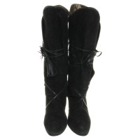 Max Mara Suede boots with tie detail
