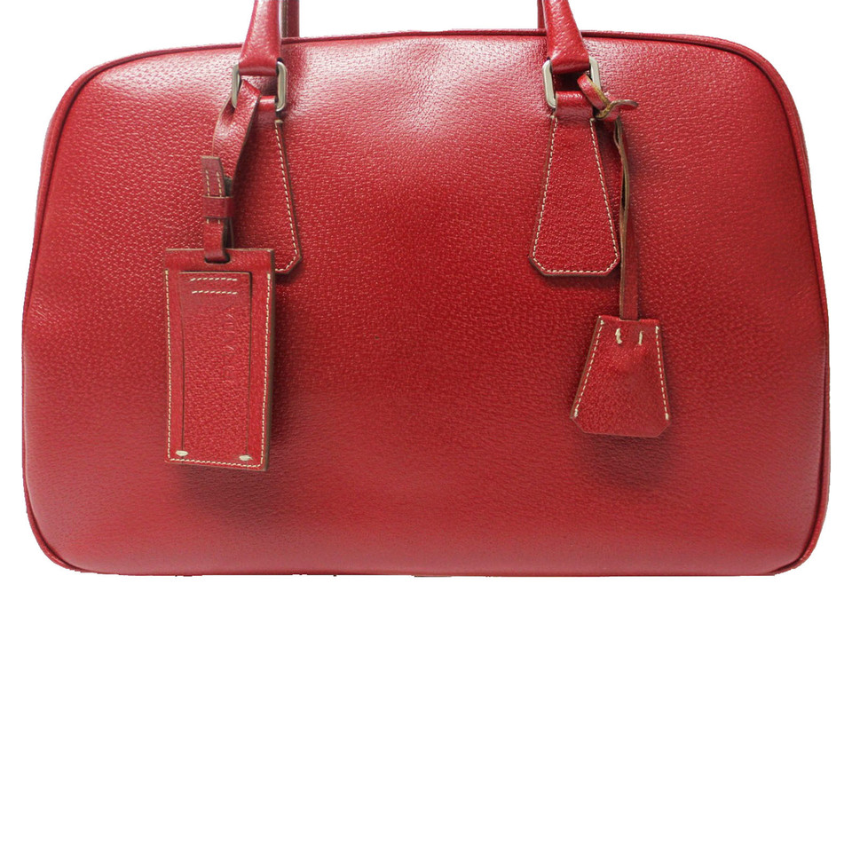 Prada Shopper Leer in Rood