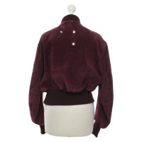 Acne Jacke/Mantel aus Leder in Bordeaux