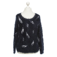 Stefanel Sweater in donkerblauw / wit
