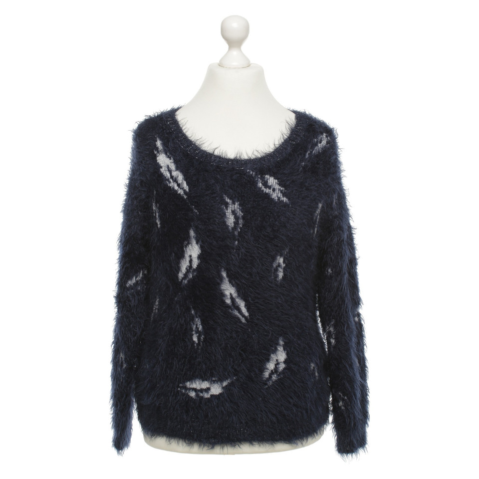 Stefanel Sweater in donkerblauw / wit