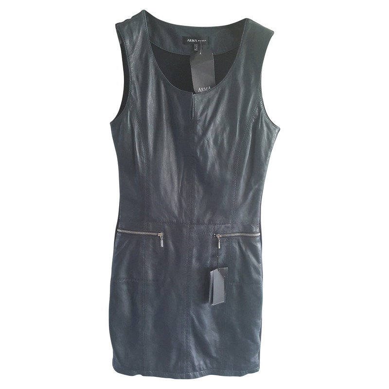 Arma Leather dress in dark blue