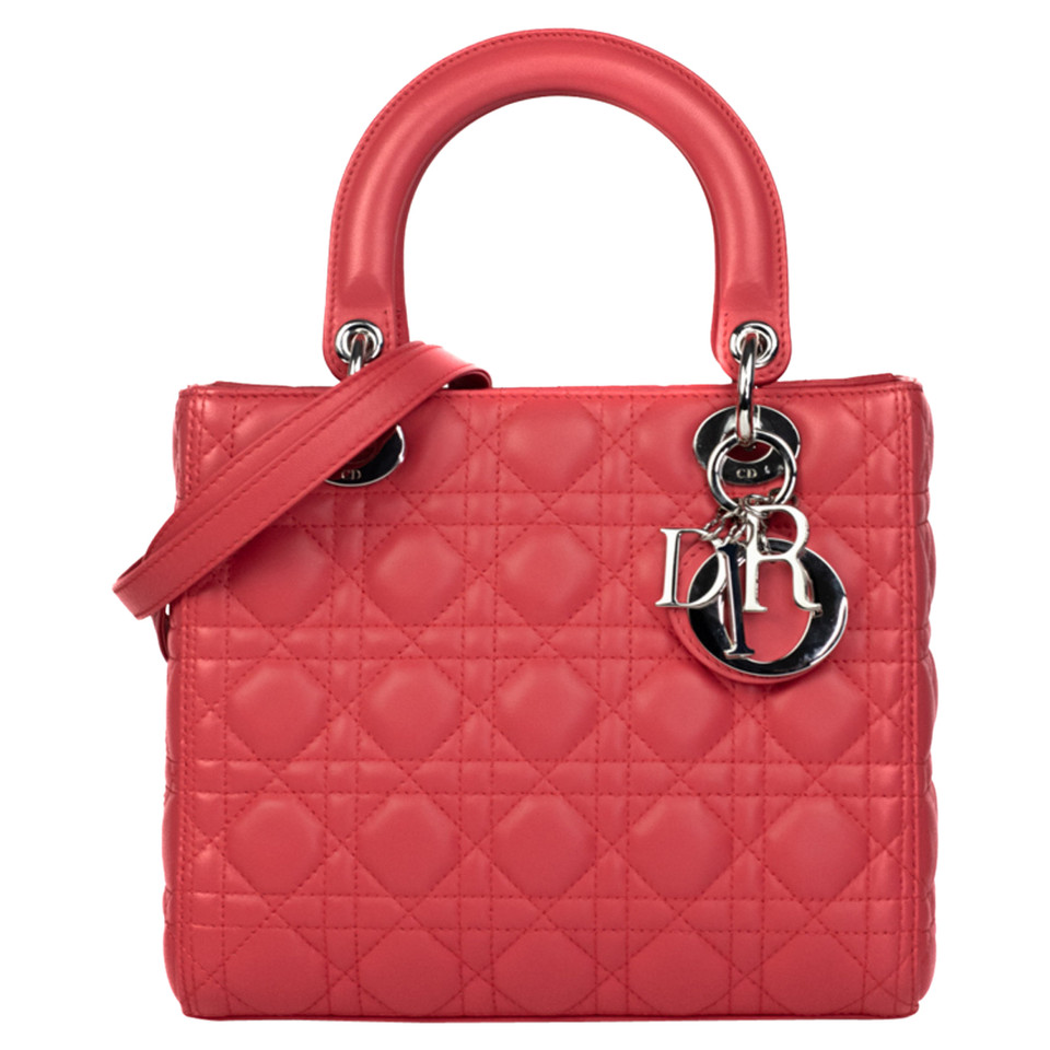 Christian Dior Lady Dior Medium Leer in Roze